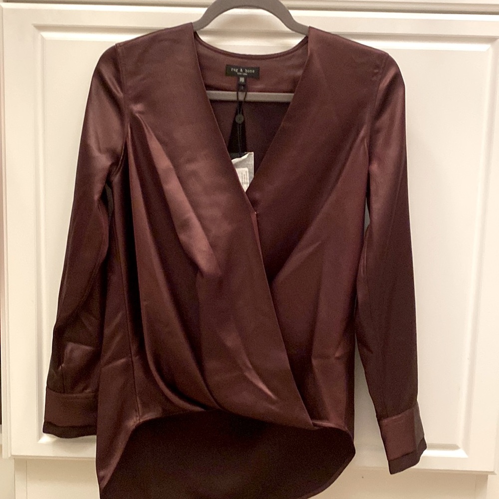 Rag & Bone Victor Blouse in deep Burgundy